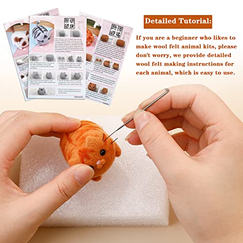 Image of SHWAKK Needle Felting Kits, Needle Felting Starter Kit with Instructions, Felting Pad, Felting Wool, Felting Needles, Keychain and Split Ring for Craft Project and DIY Handmade