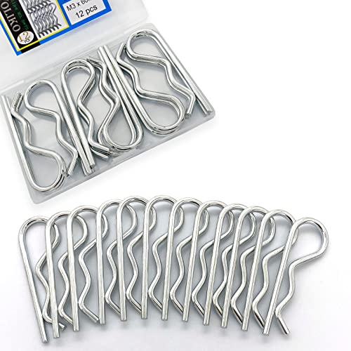 Yoliko 12 Pcs Heavy Duty Hitch Pins Clip R Clips Spring Retaining Wire Hair Pins Cotter Pin Strong Spring Tension Large Carter Pin R Clip Large For Trailer Tractors Mower Carts Truck Pin Clip M3X60Mm #TOP4