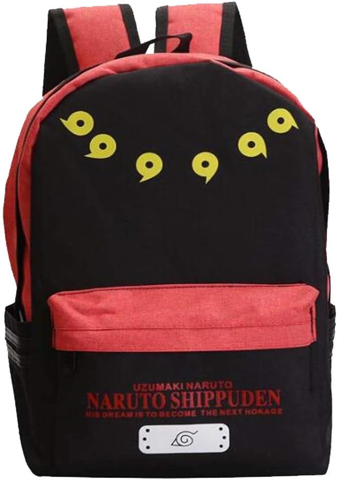 Etruke Anime Naruto Backpack Red Cloud Symbol School Bag Sport Trave Shoulder Bag Gift (3)