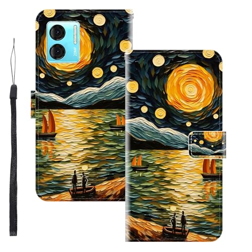 WUACYEAMING for DOOGEE N50S Case Wallet,Flip Phone Case Wallet Cover Animal Pattern Cute Design with Card Slot Holder Kickstand Magnetic Closure Leather Sea Boat