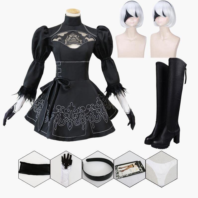 Amazon | [SUMME] ニーアオートマタ 2B コスプレ衣装 靴ウィッグヨルハ 