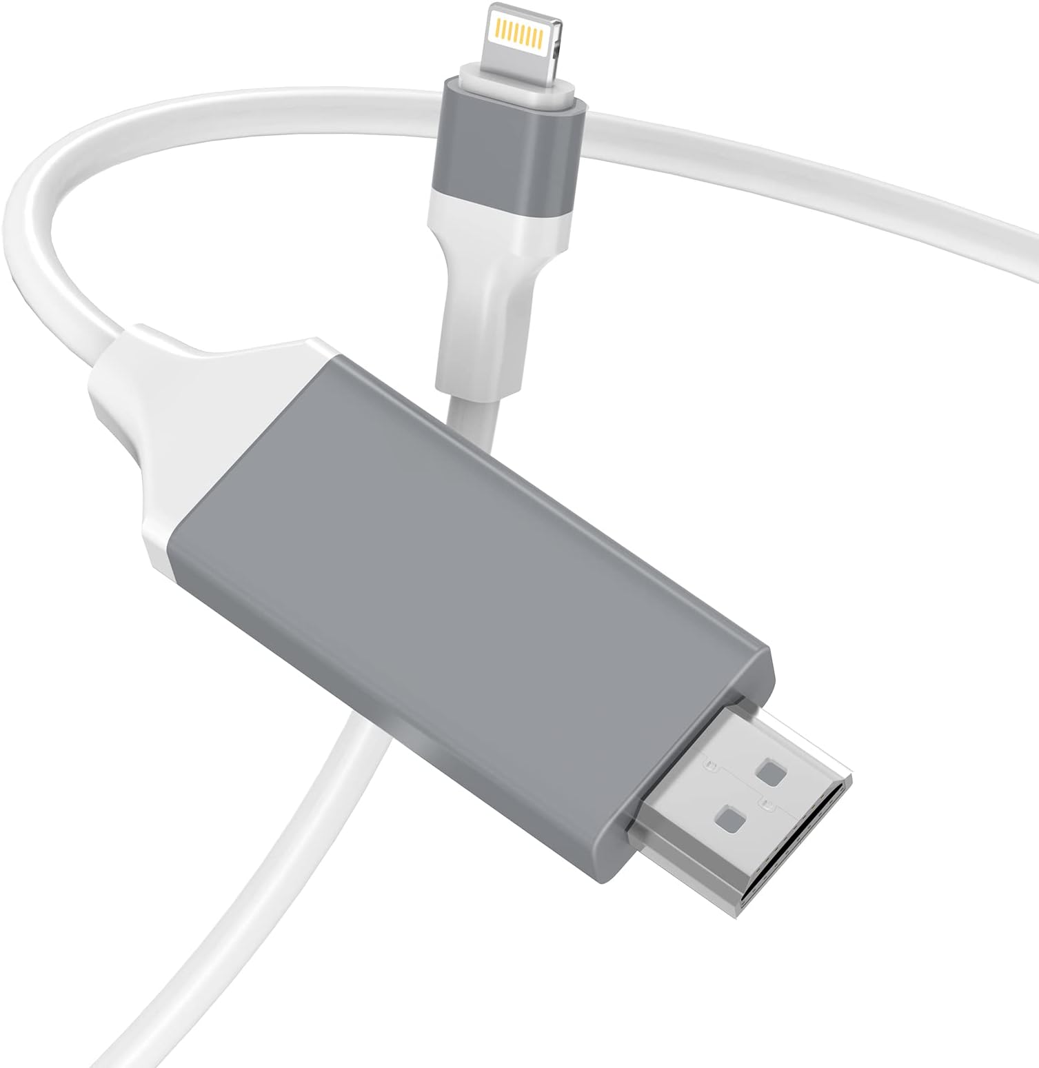 [Apple MFi Certified] Lightning to HDMI Adapter Cable Compatible with iPhone iPad, Lightning Digital AV Adapter 1080p HD TV Connector Cable for iPhone/iPad/iPod on TV/Projector/Monitor-6.6ft White