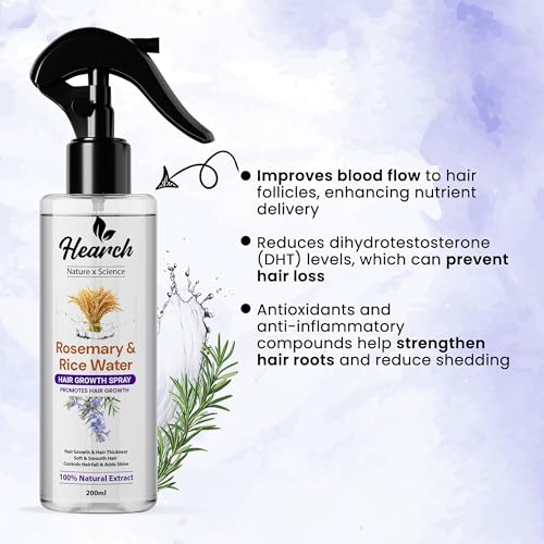 Image of Hearch Rosemary & Rice Water Hair Growth Spray | Rosemary for Hair Growth | Rice Water Hair | Strengthening & Nourishing Spray for Hair Fall Control (Pack of 1)