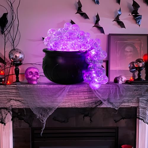 ORIENTAL CHERRY Halloween Decorations Indoor - DIY Bubbling Cauldron Set - Black Plastic Bowl Hocus Pocus Party Decoration - Spooky Vintage Decor for Home Kitchen Room Party Table — view 6