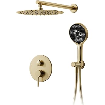 Shower System Concealed Rain Shower Brushed Gold Faucet Set