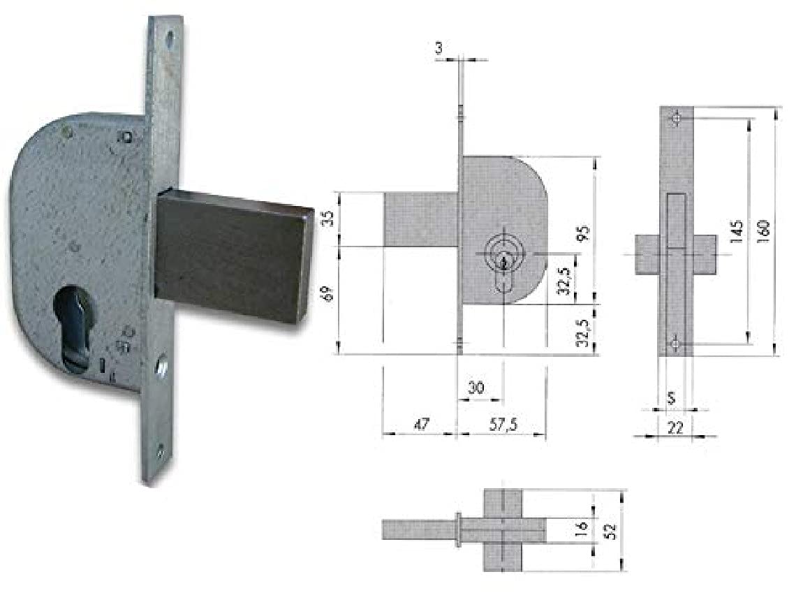 Cisa 11588-20 serrure de portail en acier robuste et durable pour securite externe