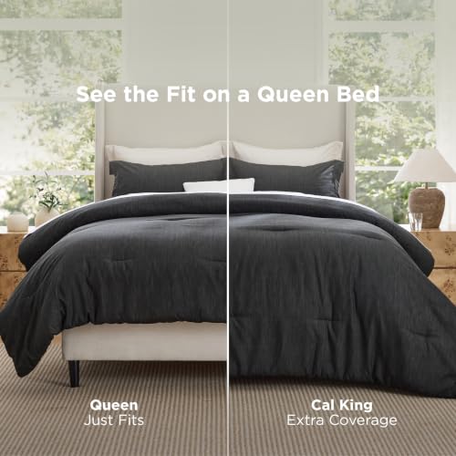 Image of Bedsure Black Comforter Set Queen - Soft Bedding for All Seasons, Breathable Cationic Dyed Bed Set, 3 Pieces, 1 Queen Size Comforter (90 inchx90 inch) and 2 Pillow Shams (20 inchx26 inch+2 inch)