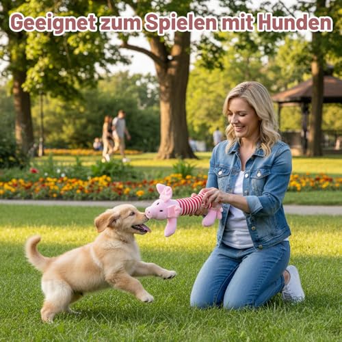 ZocRjvN Anti Stress Pig für Hunde, hundespielzeug unzerstörbar, Hundespielzeug Schwein Für Angstreinigung, Interaktives Kau-Spielzeug Für Kleine und Große Rassen, 22 x 10 cm