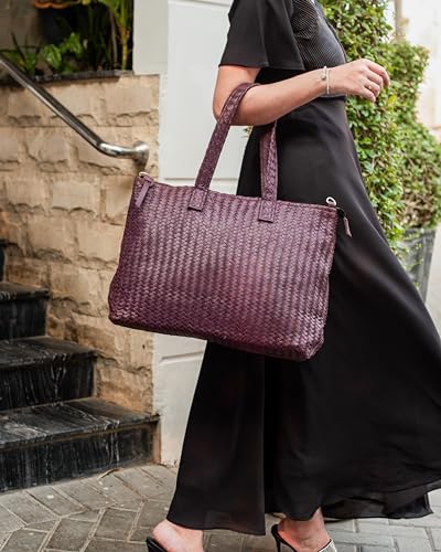 Image of Jild Hobo Style Woven Bag for Women - Soft Handmade Genuine Leather Work Tote Bag - Cross Body Womens Purse