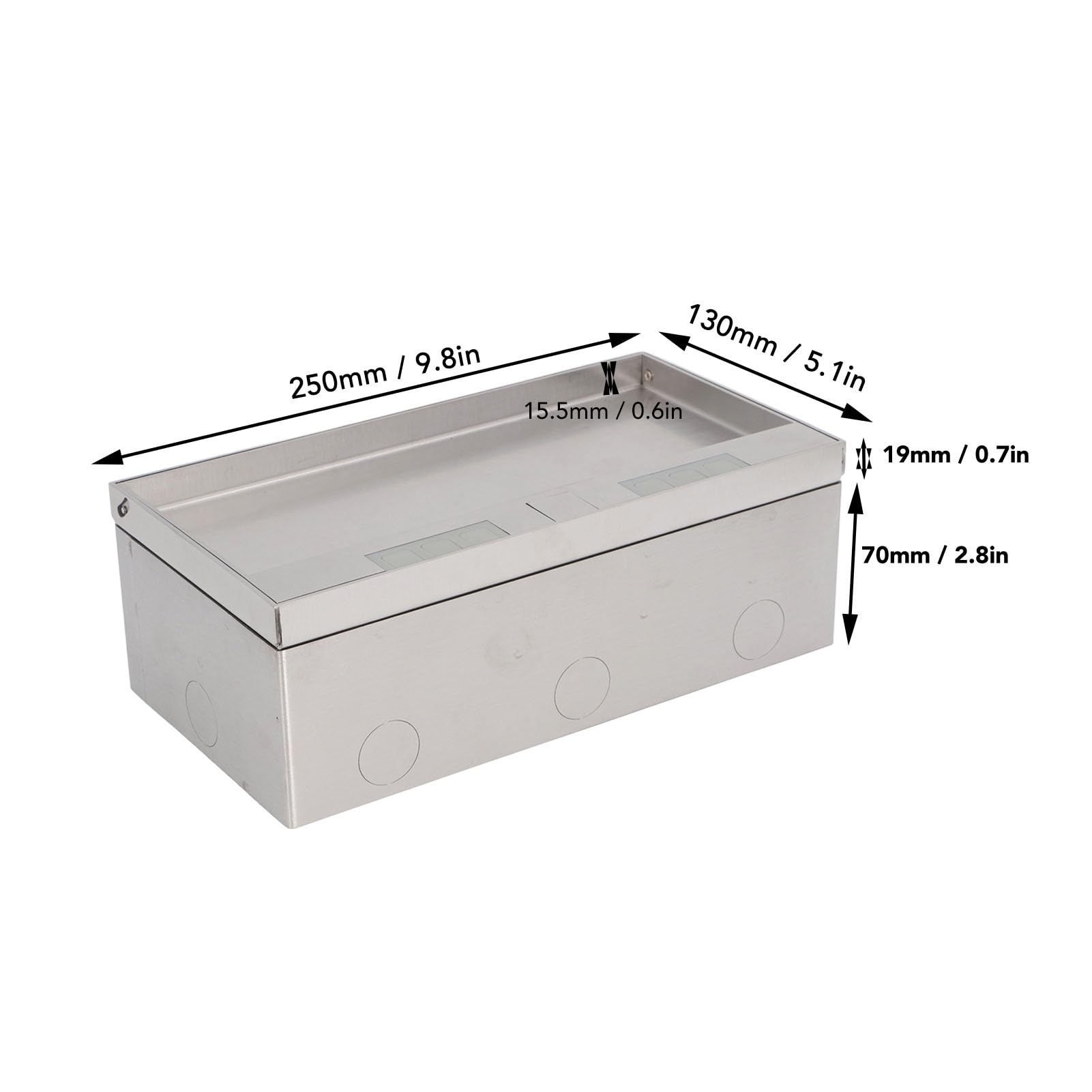Caja de Enchufes de Piso Empotrada, 4 Enchufes de 2 Orificios Estándar de la UE, Caja de Tomacorrientes Eléctrica de Piso Empotrada de Acero Inoxidable AC250V 4000W para Hogares