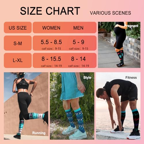 Image of Iseasoo 4 Pairs Compression Socks for Women Circulation-Best Support for Nurses,Running,Athletic,Travel