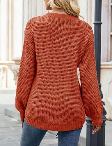 Image of MEROKEETY Women's Fall Long Sleeve Waffle Knit Oversized Sweater