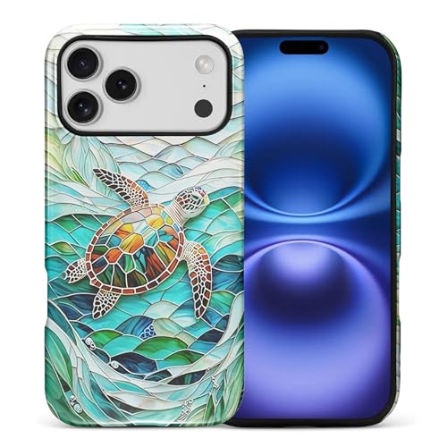OURZPO Case Compatible with iPhone 17 Pro Max,Double Layer Protection, Matte Finish, Anti-Drop and Anti-Fingerprint Armor -Wave Turtle Glass Art by OURZPO - Used condition - US$7.22