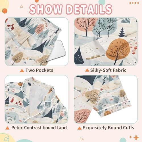 senya Mountain Peak Tree Satin Summer Pajama Sets Silk Short Sleeve Button Down Sleepwear3