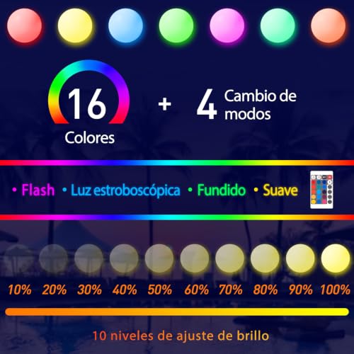 Image of 5 Pack 16 inch Light Up Beach Ball Pool Toys - 16 Lighting and 4 Modes LED Beach Ball with Remote Control,Suitable for Pool Game Summer Pool Party,Outdoor Family Games, Yellow