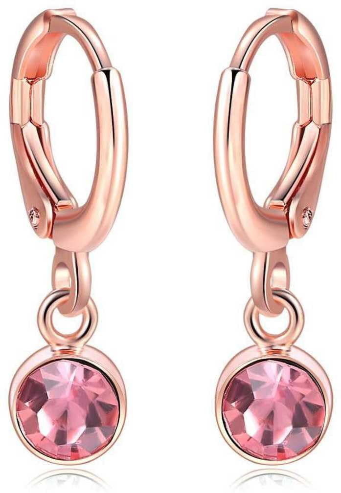 Rose Gold Plated CZ Jewelry Earrings Crystal Drops & Danglers Clip-on Earring for Girls