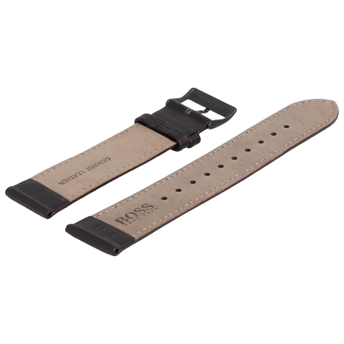 HUGO BOSS Uhrenarmband 22mm Leder Braun Schwarz - 659302792