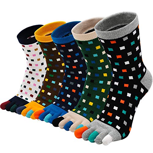 Artfasion Five Finger Sock Cotton Fun Casual Athletic Running Ankle Toe Crew Socks 5 Pairs