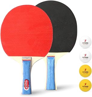 Tempaky Pás de ping pong raquetes de tênis de mesa 2 bastões de ping pong alça longa conjunto de raquetes de ping pong acessórios de treinamento conjunto de raquete kit com 4 bolas para interior e ext