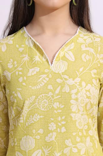 Image of W for Woman Pink Bold Geometric Printed Pure Cotton Straight Kurta