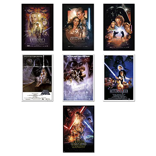 Star Wars: Episode I, II, III, IV, V, VI & VII - Movie Poster Set (7 Individual Full Size Movie Posters) (Size: 24 inches x 36 inches Each)