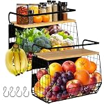 2 Set Magnetic Shelf, Fruit Baskets for Kitchens, Spice Rack Fruit Bowls 2 in 1 Onion and Potato Storage, Vegetable Rack Organiser, Magnetic Spice Rack for Fridge, BBQ Accessories, Tools, Snack