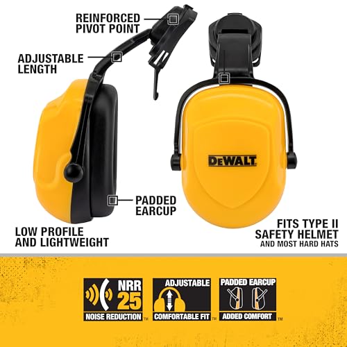 Image of DEWALT DPG660 Yellow with Black Earcups Dielectric Expandable NRR 25 Cap Mount Earmuff