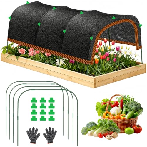 Upgraded 79x40 Garden Shade Canopy Kit 75% Garden Shade Cloth for Plants Heat Protection with 4 Sets Garden Hoops for Raised Beds Plant Sun Shade Cover for Outdoor Plants Vegetables