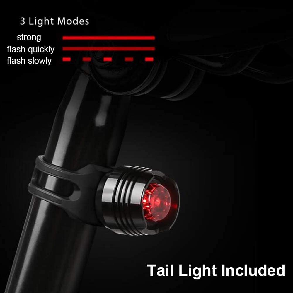 XMING Światła rowerowe Front i tylne Mini Bike Lights Set, 3000 Lumen Rechargeable USB LED Cycle Lights Wodoodporny reflektor rowerowy i zestaw światła tylnego z 6 trybami Pasuje do wszystkich rowerów