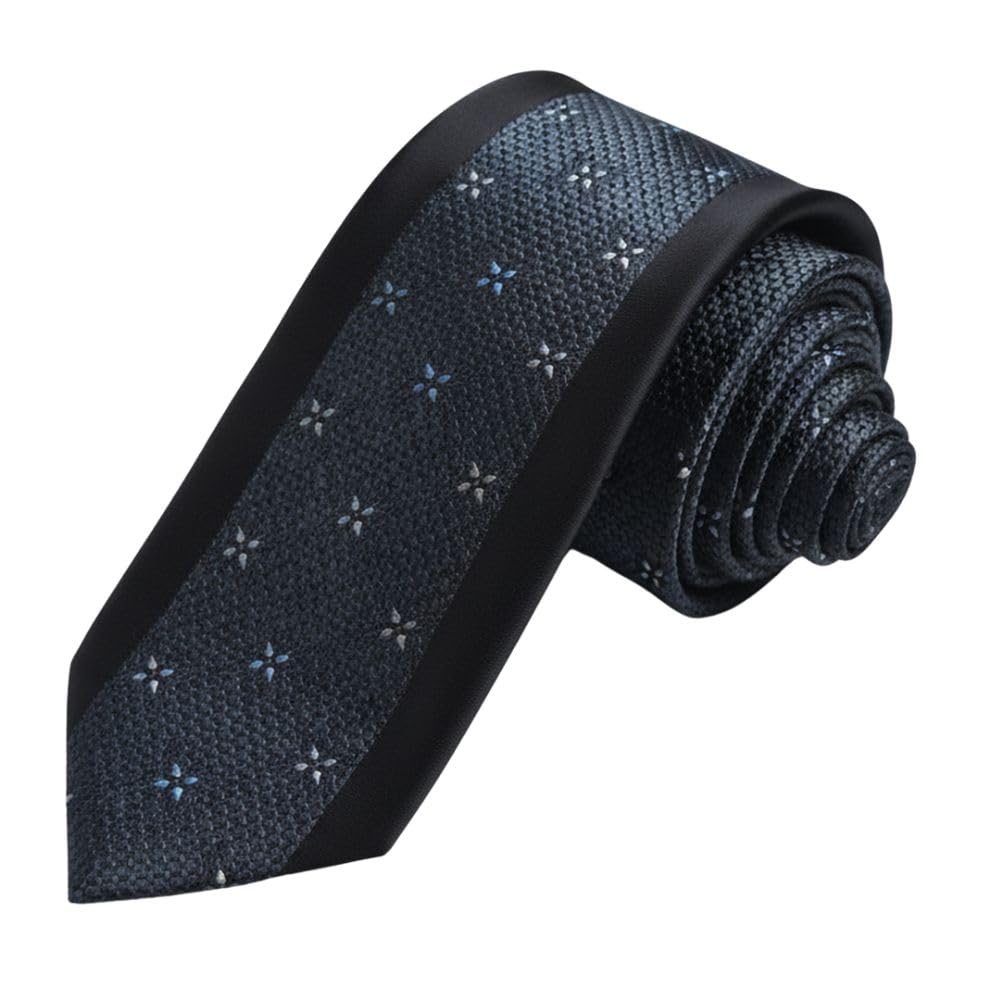 calixto Men's Necktie, Black Blue Woven Jacquard Floral Dot Pattern, Polyester, Formal Business Wedding Classic Silk Feel-picture-55