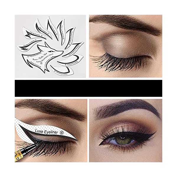 Professional Eyeliner Eyebrow Stencil Eyeshadow Stamp Pads Stencils Patches Stickers Cat Winged Eyeliner Tape for Eye…