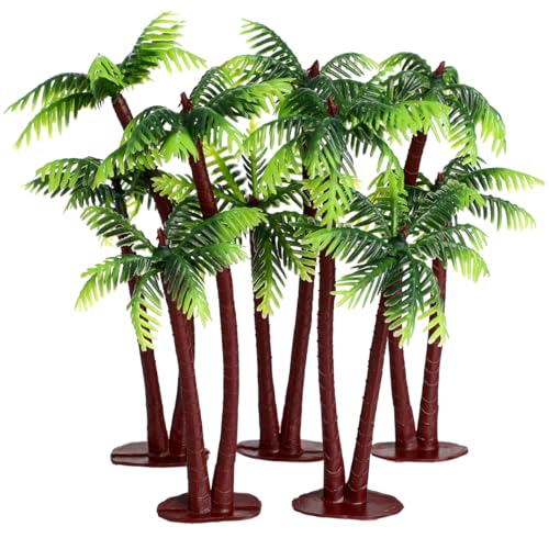 Image of NOLITOY 5 Pcs Plastic Palm Tree Ornaments: Mini Tropical Tree Figurines for Cake Topper Fish Tank -Micro Landscape Decor Coconut Plants