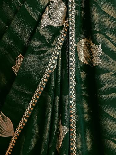 Image of SIRIL Women's Georgette Foil Printed Saree with Unstitched Blouse Piece