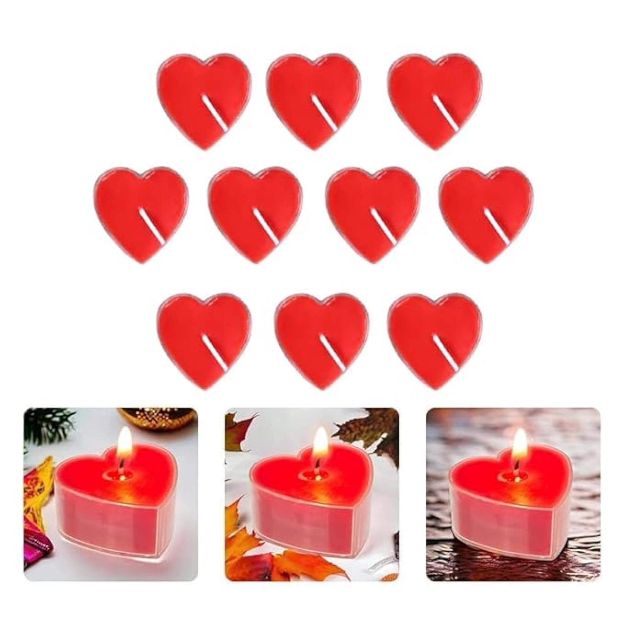 Heart Shape Tin Candles, 10 pcs Perfect for Proposals and Anniversaries
