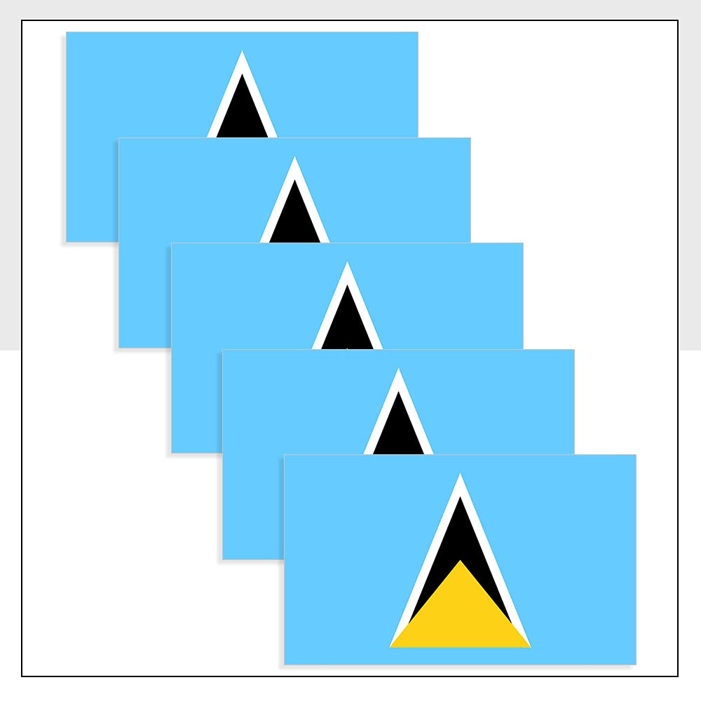 Saint Lucia Flag Van Stickers Pack of 5 (120 x 80mm) Waterproof LCA Labels for Bike Fridge Helmet Window Packwith® #P1117