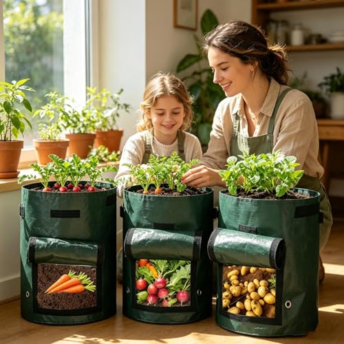 Bolsas de plantación de 10 galones y 3 piezas lavables para patatas 4