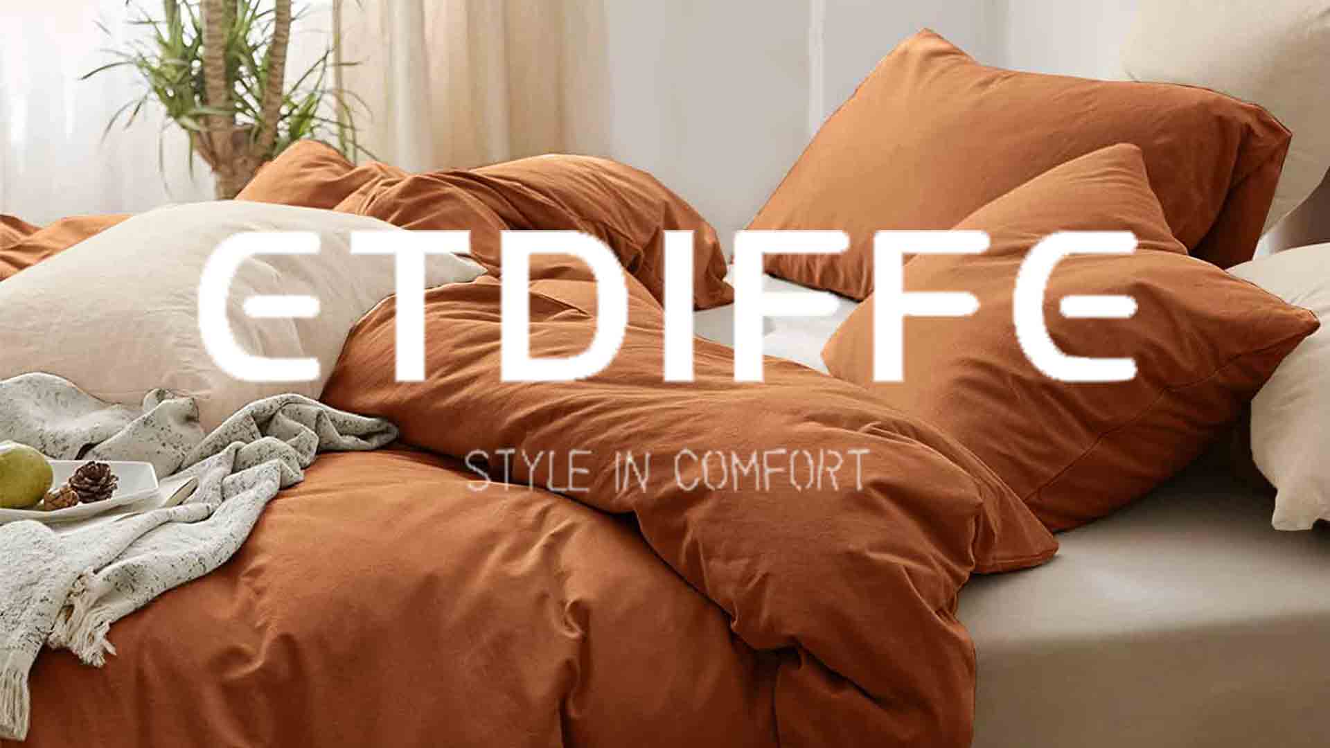 Burnt Orange Duvet Cover, 3pc Soft Farmhouse Bedding  Set