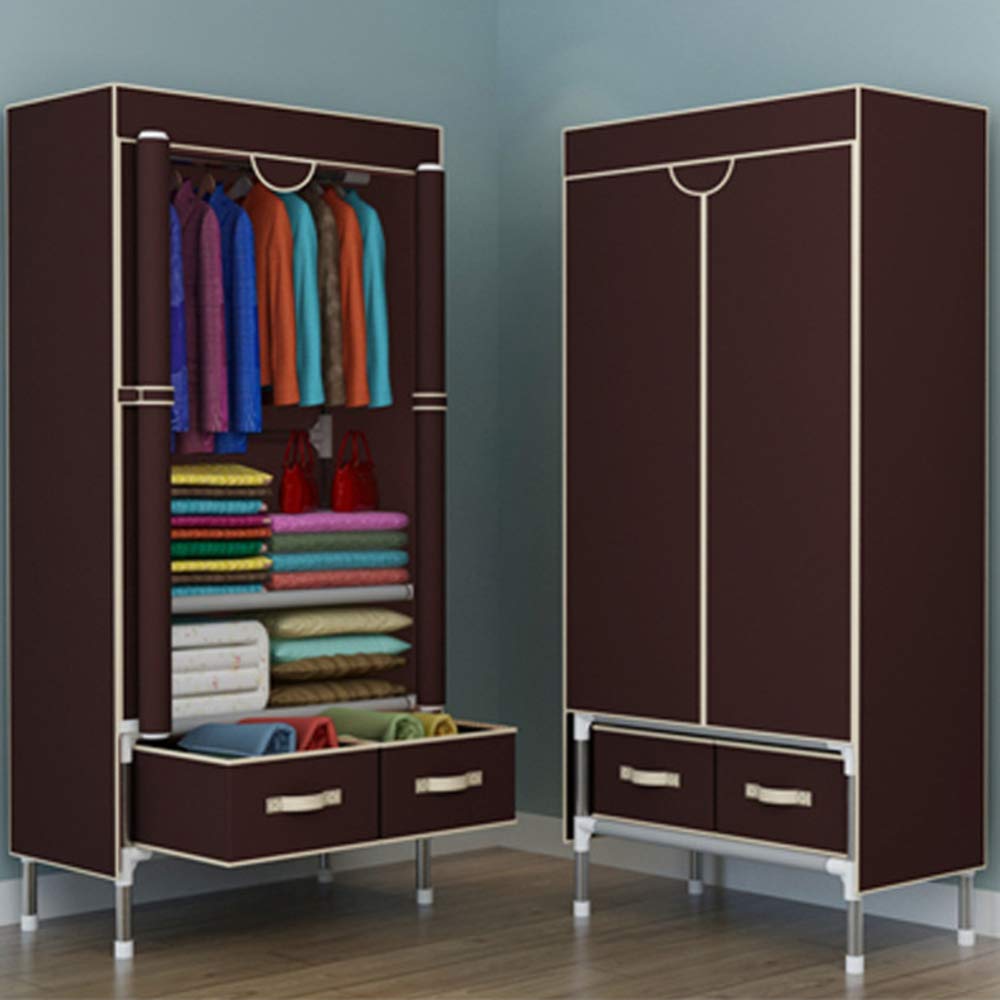 Armoire simple toile placard meuble de rangement pliable kaki