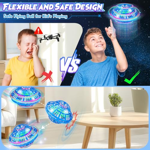 Lovchil Fliegender Ball, 2025 Magisches 360° Fliegender Ball Für Kinder Langlebiges Flying Balls Drohne Mit LED Einfache Steuerung Hover Balls Spielzeug Geschenke für 6-12 Jahre