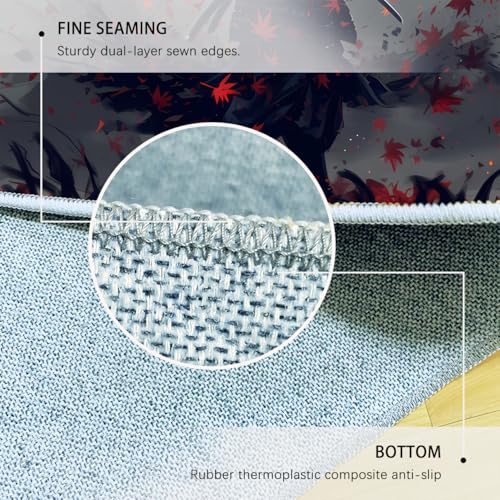 Tapis Samouraï Japonais Clair de Lune Noir Gris pour Salon Cosy et Chambre - 7