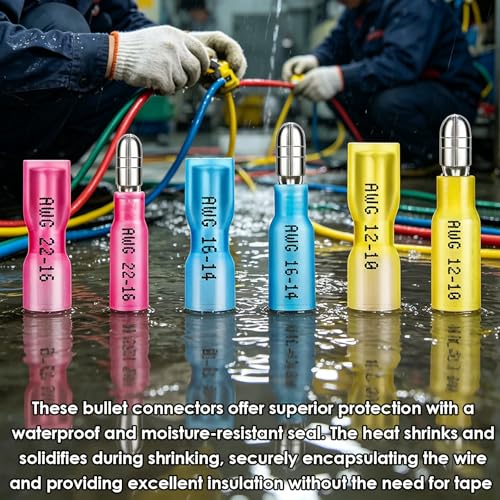 Conectores termorretráctiles de bala impermeables que evitan cortocircuitos eléctricos 6