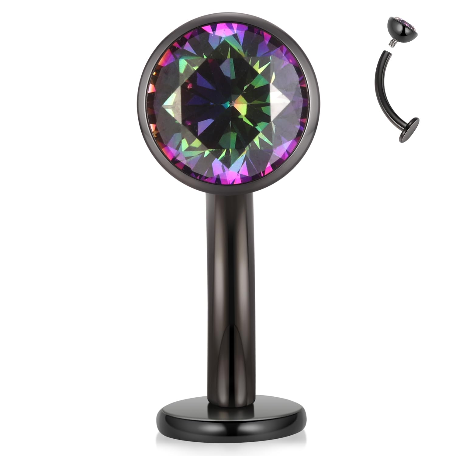 GAGABODY G23 Titanium Disc Bottom Floating Belly Button Rings for Women - Curved Barbell Navel Rings, 14g Belly Piercing, 8/10/12/14mm