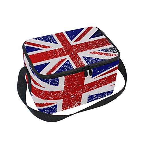 Use7 Vieux Drapeau Anglais Union Jack Sac à déjeuner isotherme Sac fourre-tout Cooler Lunch Box pour pique-nique d'école Femme Homme enfants