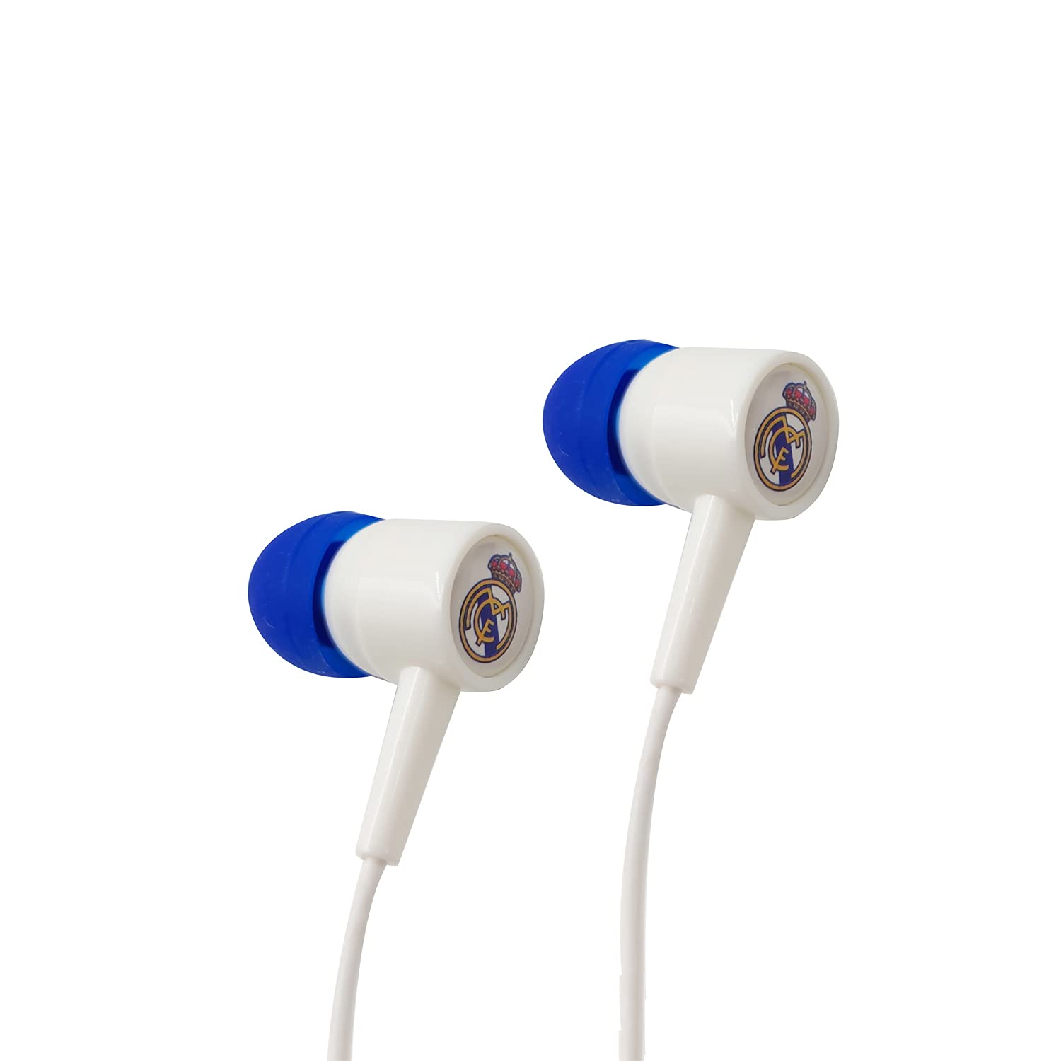 Real Madrid Auriculares Tipo Botón con Cable 120 cm Reducción de Ruido Clavija Mini Jack 3.5 mm Oficial