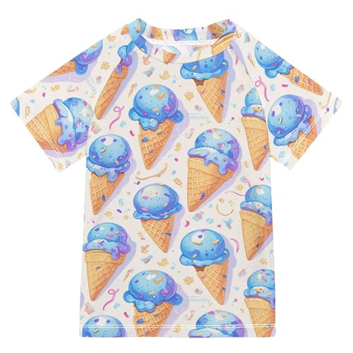 Ice Cream Pattern Blue Girl Bathing Suit UV Protection Activees Swimwear Beach Tops 3T