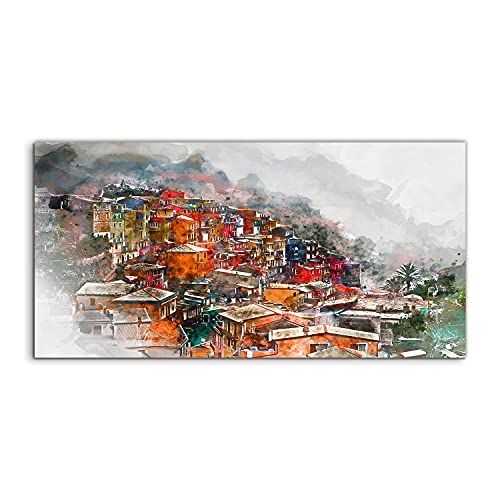 Décoration murale 140x70cm image sur verre salon paysage Manarola