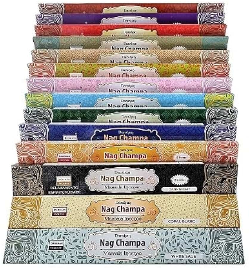 Kit Incenso Massala Nag Champa Darshan 14 Caixinhas com 15g Linha Completa Sem Carvão
