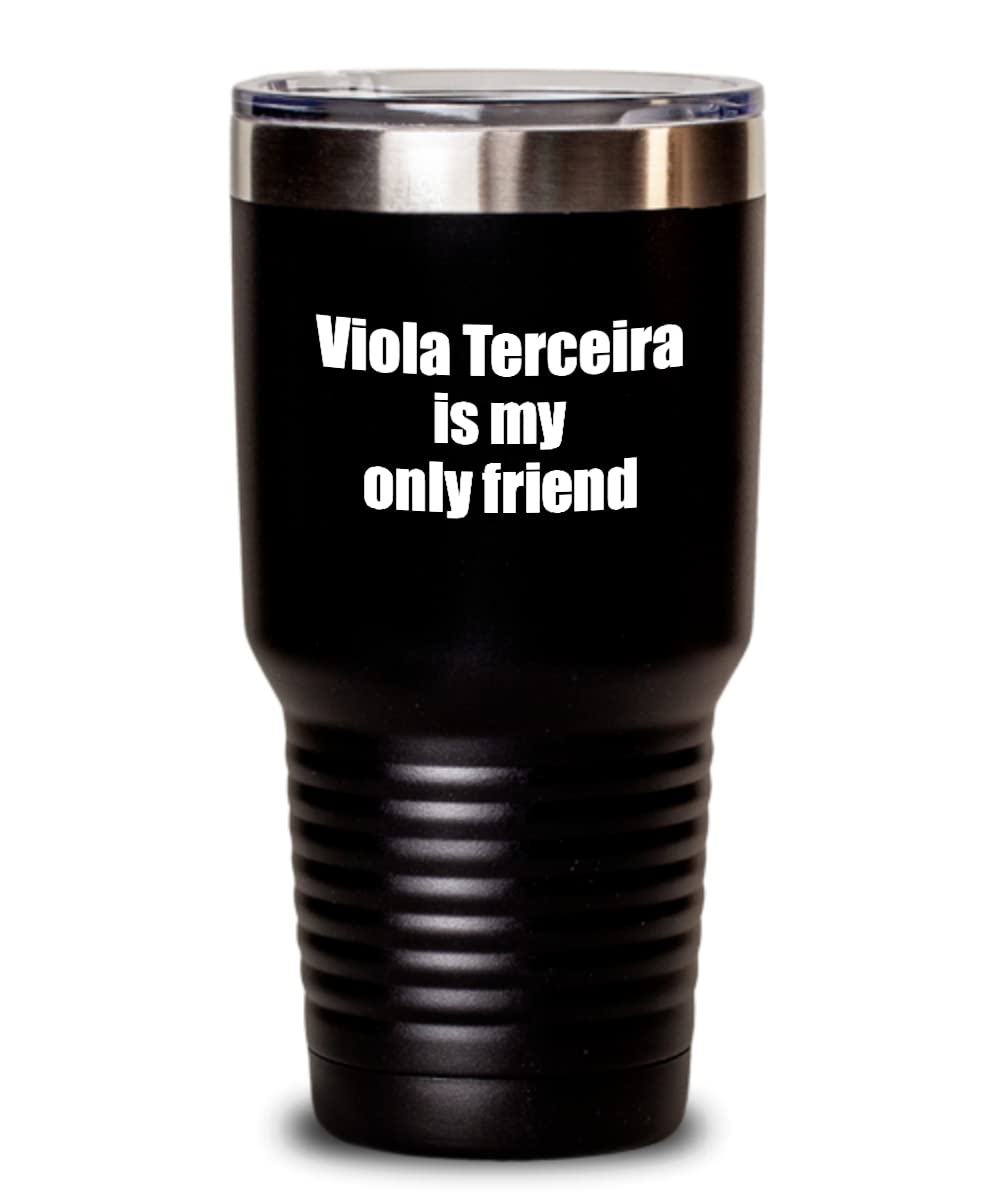 Funny Viola Terceira Tumbler Is My Only Friend Quote Musician Gift For Instrument Player Insulated Cup With Lid Black 30 Oz