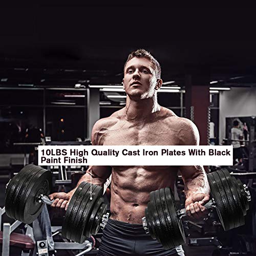 Unipack Adjustable Cast Iron Dumbbells Extra Weight Plates 4x10lbs Total 40lbs - Thumbnail 4