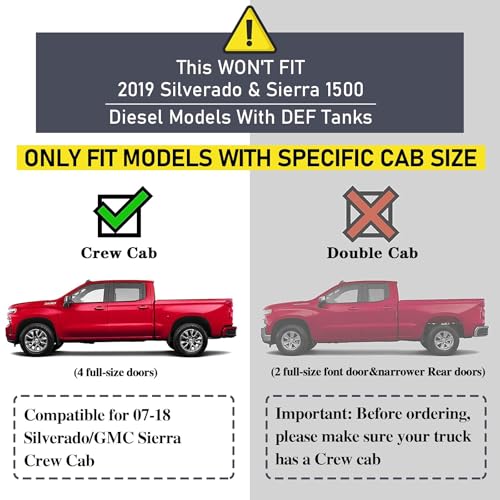 Image of COMNOVA 6 inch Running Boards Compatible with 07-18 Silverado /Sierra 1500 Crew Cab, 07-19 2500 3500HD, 2019 LD /Limited Crew Cab. Silverado Nerf Bars Side Steps(Incl. 8 Brackets)